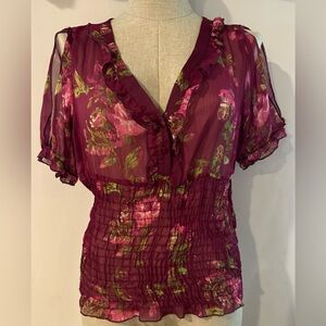 Womens L8ter size large flowered shear shirt
